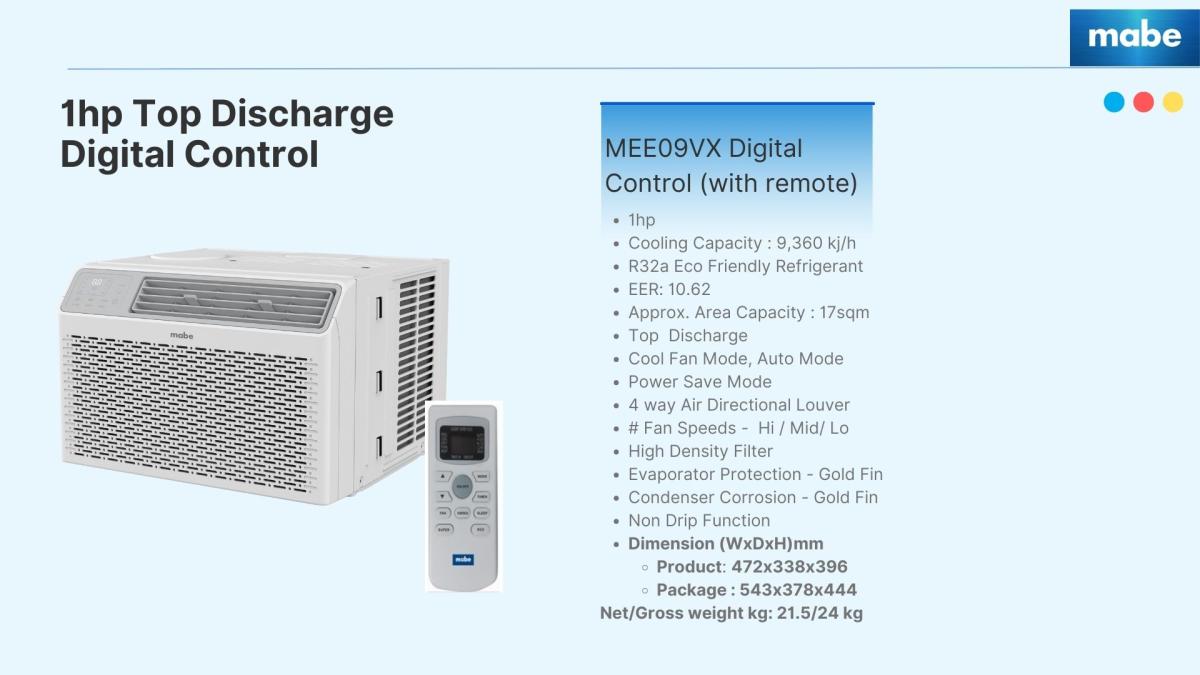 Mabe Appliances MEE09VX (1hp) Digital Control Compact Size Mabe